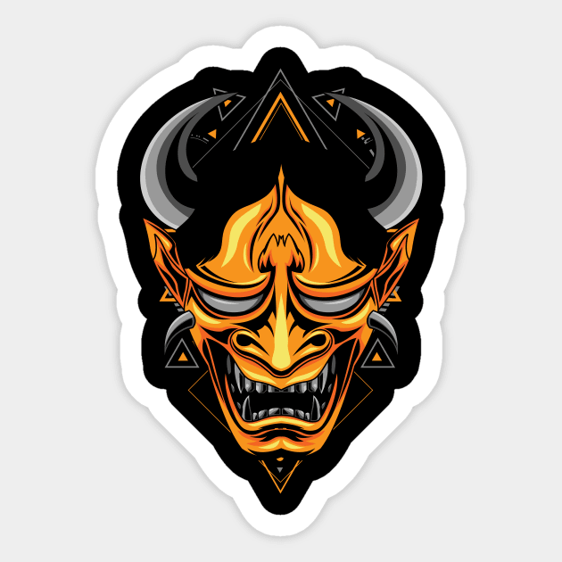 hanya oni mask Sticker by SHINIGAMII